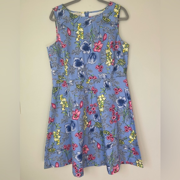Talbots Dresses & Skirts - Talbots Fit and Flare Floral Blue Yellow Pink Sleeveless Womens Dress Size 14p